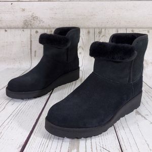 UGG Australia Kristin Wedge Bootie Womens Size 7.5 Black Shearling Ankle 1012497